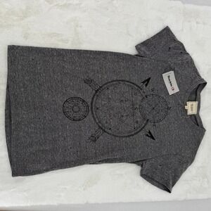 Modish Rebel Graphic Tee Womens XS Gray Distressed Celestial Compass Buckle NWT
